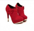 Fashion Women's Ankle Boots With Side Bowknot and Sexy Heel Design